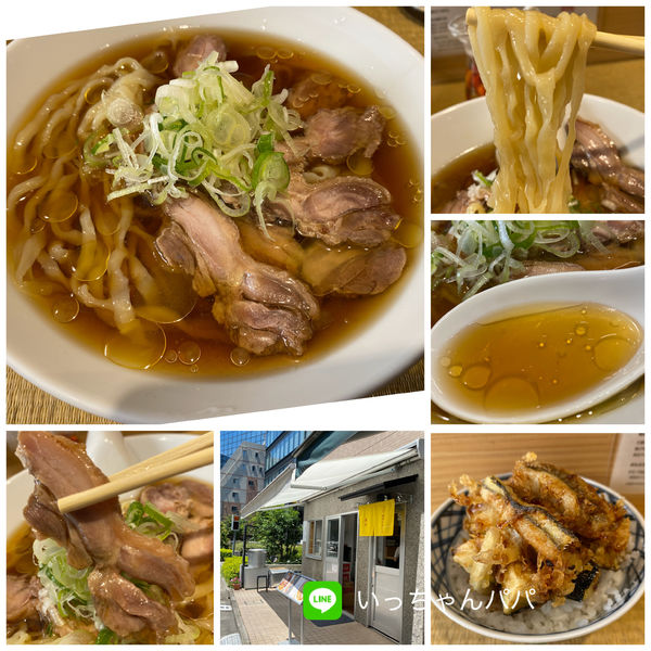 「冷やし親鶏中華そば 850円 旬のかき揚げ小丼 350円」@手打 親鶏中華そば 綾川の写真