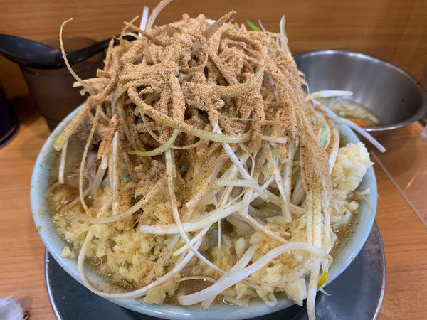 「HOTシークァーサー ニンニクマシマシアブラ 生姜 葱 和風BB」@ラーメン二郎 八王子野猿街道店2の写真