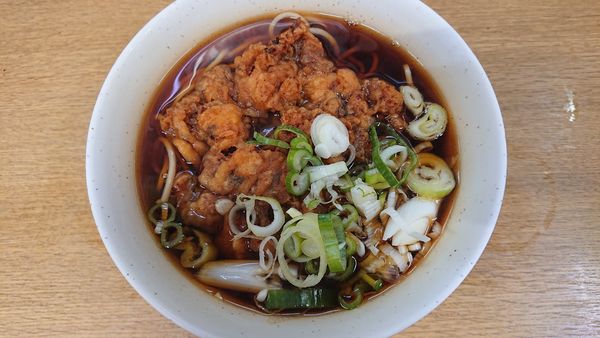 「そば普通（２２０円）＋ジャンボゲソ天（１６０円）＝３８０円」@一由そば 日暮里店の写真