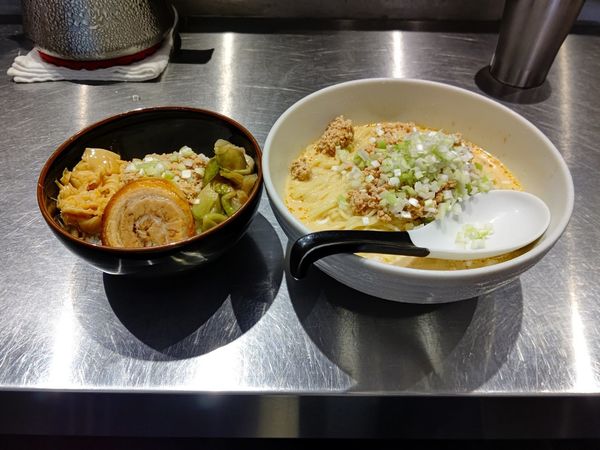 「冷し担担麺(並盛・180g)＋そぼろご飯セット1,200円」@高崎はた山の写真