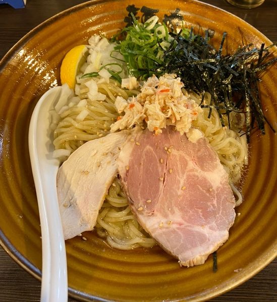 「【限定】アジ煮干しの生姜冷やし和えそば　１０００円」@麺や でこの写真