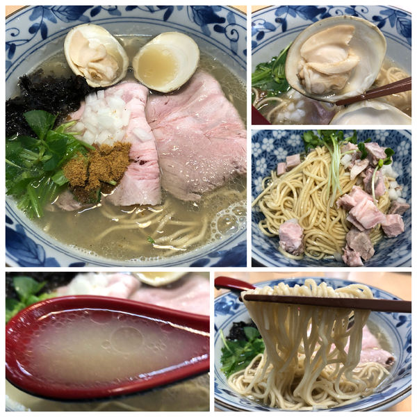 「三種の貝出汁潮そば 880円 カニ和え玉 300円」@㐂九八 ～garage～の写真