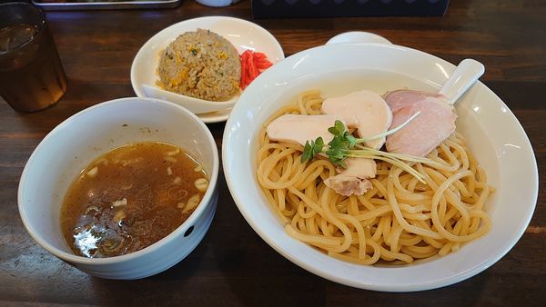 「塩つけ麺 800円 + 小チャーハン 250円」@濃厚つけ麺 茜堂の写真
