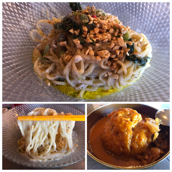 「【限定】冷製カキとホタテのクリームあえ&カレーセット700円」@GURU GURU SIROHEBI NOODLEの写真