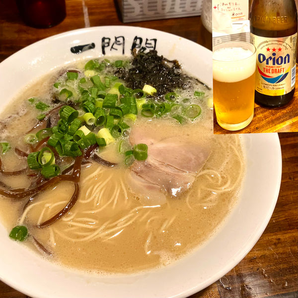 「長浜らーめん＋オリオンビール」@一閃閣の写真