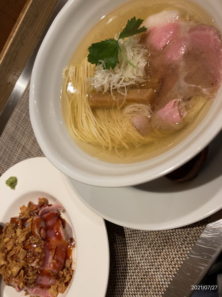 「塩そばと肉丼セット1000」@成城青果の写真