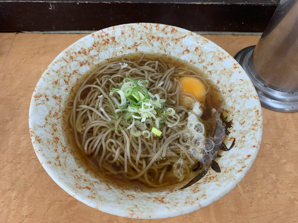 「月見そば (370円)」@かしわや 新城店の写真