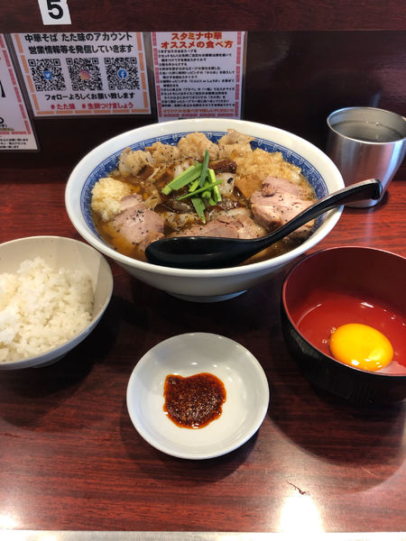 「特製スタミナ中華セット　1280円」@中華そば たた味の写真