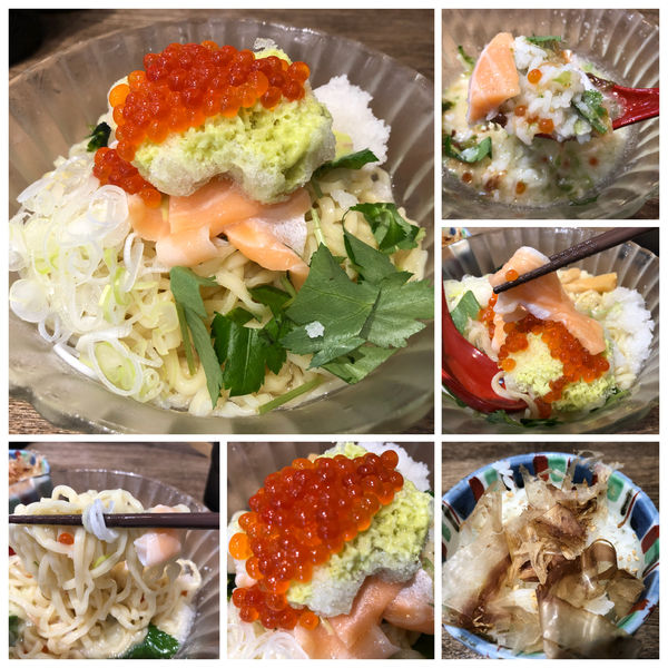 「サーモンとイクラのかき氷山葵のせ和え麺 980円」@㐂りん食堂の写真