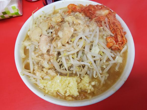 「小ラーメン（ニンニクマシマシアブラ）＋キムチ　790＋50円」@ラーメン二郎 仙台店の写真