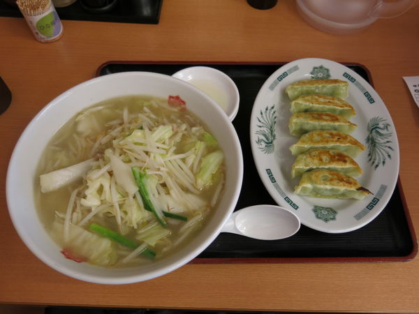 「野菜たっぷりタンメン+バジル餃子:730円」@日高屋 御徒町南口店の写真