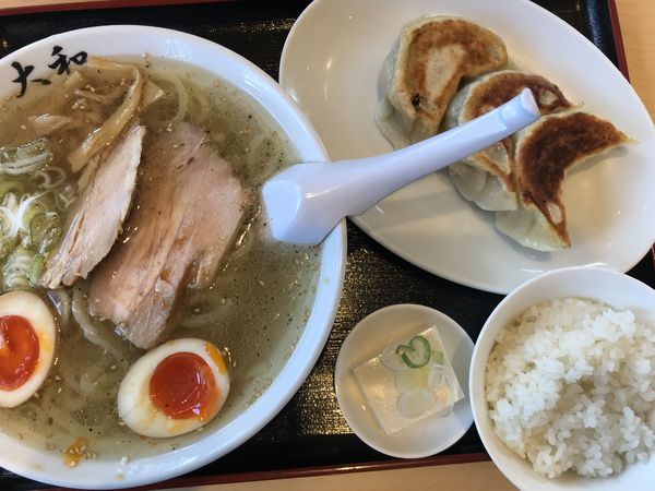 「Aセット1030円+味玉120円」@佐野青竹手打ちラーメン 大和の写真