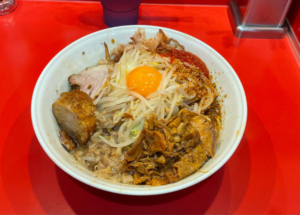 「まぜそば　アブラ七味カリカリ鳥ほぐしアレ」@麺屋 桐龍の写真