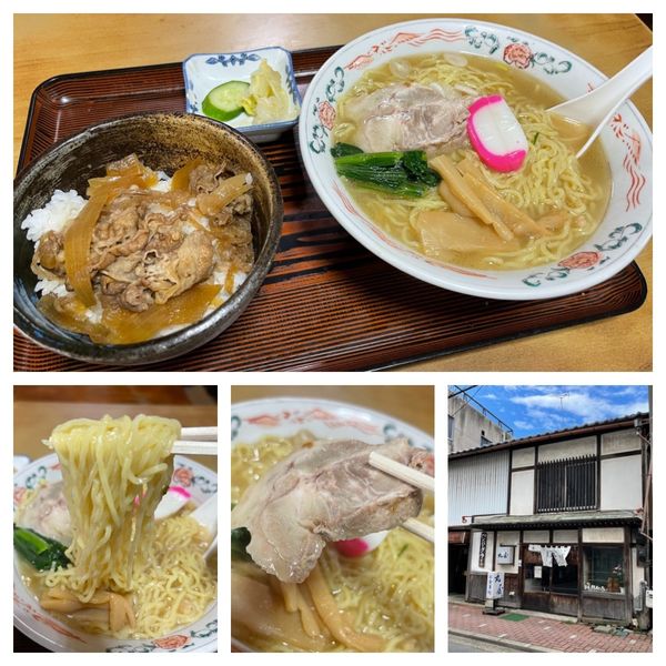 「ラーメンとミニ牛丼セット 690円」@丸屋そば屋 学校町店の写真