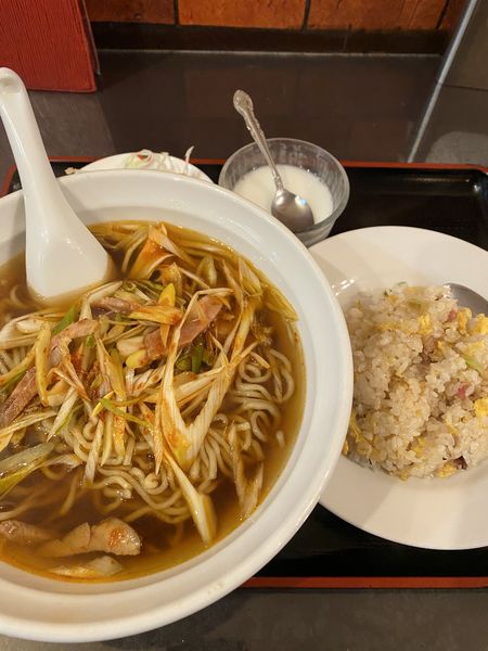 「ネギチャーシューメン＋半炒飯」@台湾屋台の写真