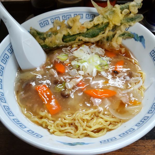 「広東麺（￥370）＋いんげん天（￥100）」@立喰はや川の写真