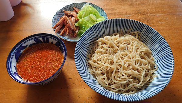 「【限定】冷し辛つけそば 730円（お土産）」@中華そば専門 とんちぼの写真