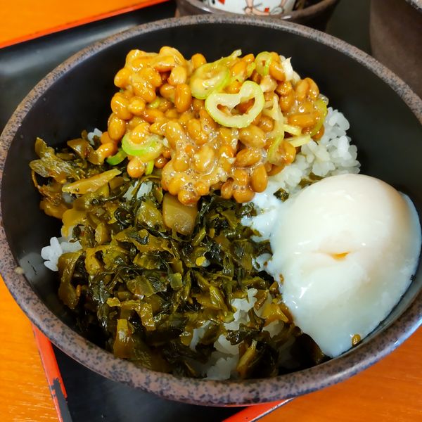 「朝定食Bセット（￥390）＋納豆（クーポン）」@ゆで太郎 大鳥居店の写真