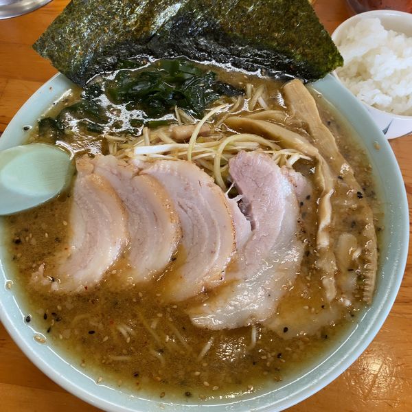 「ネギミソチャーシューメン1050円 半ライス（無料）」@ラーメンショップ 足利50号店の写真