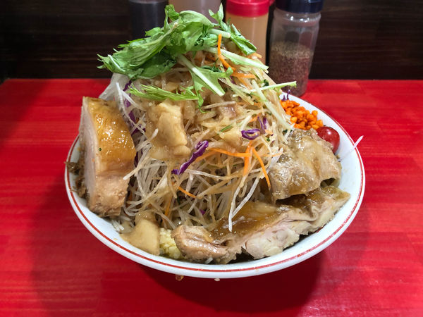 「冷やし中華+豚1枚」@鷹の目 川口店の写真