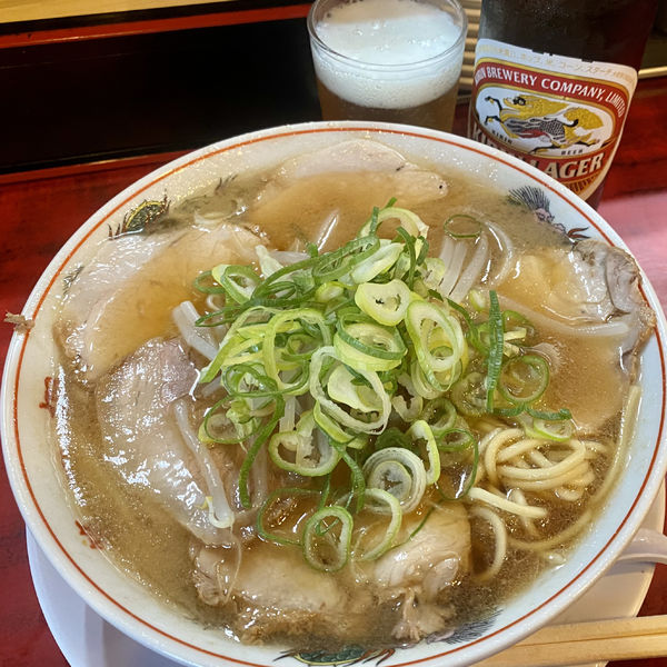 「ラーメン＋ビール（小；キリン）」@本家第一旭 たかばし本店の写真