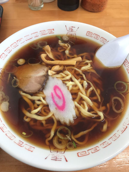 「もつ煮定食(半ライス)＋ラーメン」@永井食堂の写真