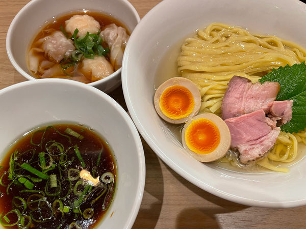 「つけ麺（昆布水）2種ワンタン」@支那蕎麦 澤田の写真