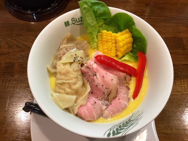 「【限定】朝採れとうもろこしの冷がけ+ワンタン」@麺.SUZUKiの写真