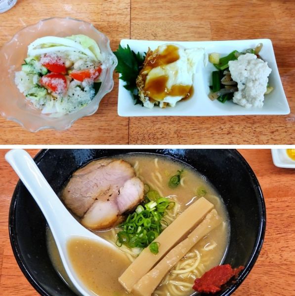 「土日限定 朝ラーメンセット850円」@麺や 福々三座の写真