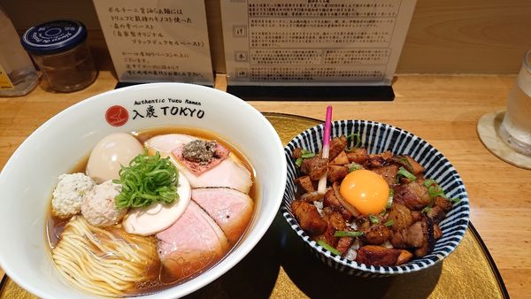 「令3・8・27ポルチーニ醤油らぁ麺+特製トッピング+お肉ごはん」@入鹿（IRUCA）-Tokyo-の写真