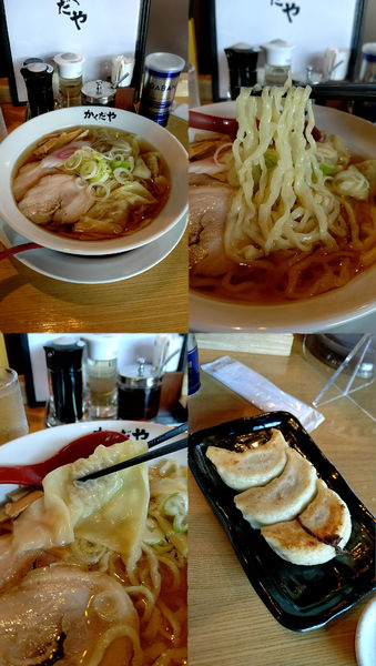 「『ワンタンメン 並+焼き餃子3個(¥780+290)』」@拉麺かくだや おもちゃのまち店の写真