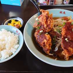 から揚げ冷やしラーメン 750円 + 半ライス 150円