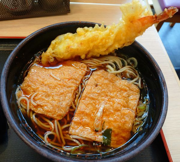 「きつねそば+海老天」@ゆで太郎 大森駅前店の写真