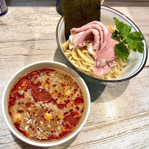 「【気まぐれ限定】辛いつけそば ￥980」@中華そば 四つ葉の写真