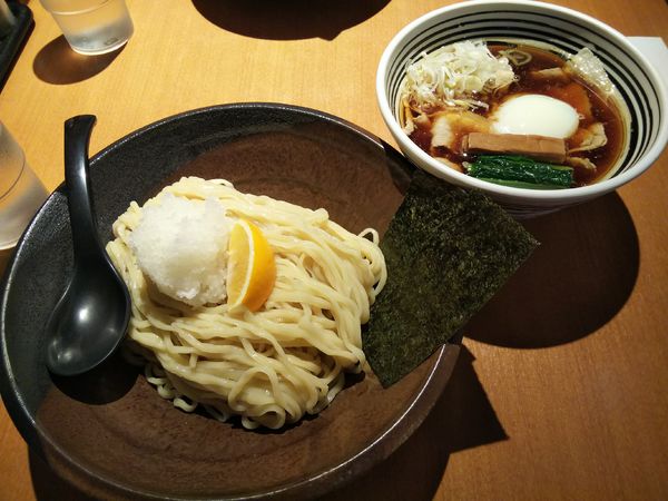 「【限定】豚しゃぶ温玉つけ麺　＋板海苔：サービス券」@麺肴 ひづきの写真