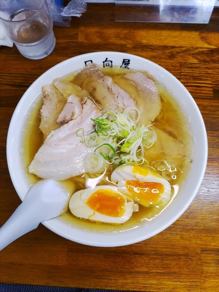 「チャーシュー麺+煮たまご  ﾒﾝﾏ抜き」@青竹手打ちラーメン 日向屋の写真