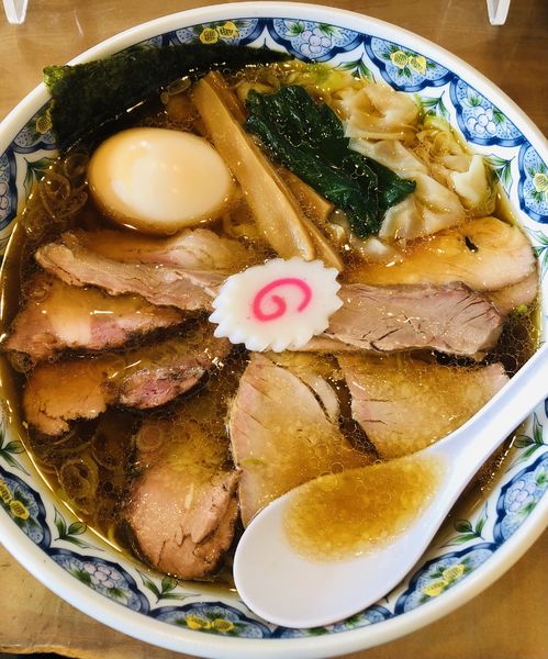 「ワンタンチャーシュー麺+味玉 1250円」@白河手打中華そば 大志 ヱビスヤいわき分店の写真