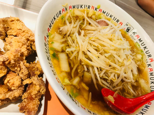 「からあげセット 1,030円 もやし 130円」@どうとんぼり神座 有明ガーデン店の写真