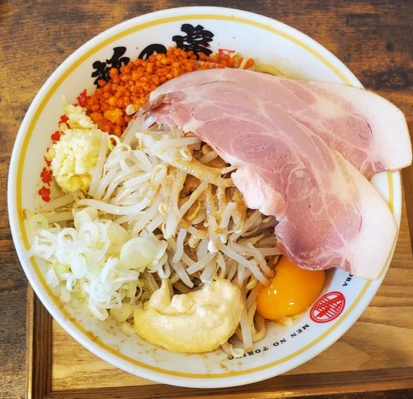 「冷やし混ぜそば(大盛)麺350g」@自家製中華そば 麺の虜の写真