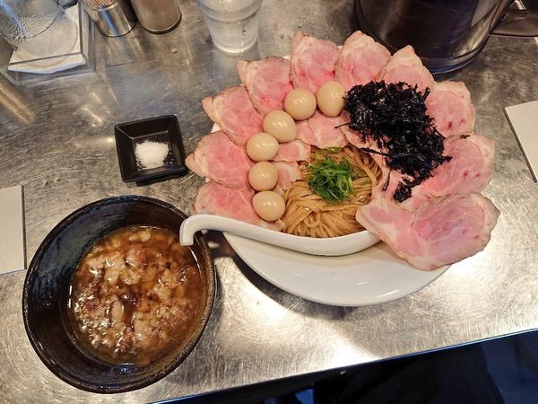 「背脂＋濃厚煮干つけ蕎麦（チャレンジメニュー）など」@さんじの写真