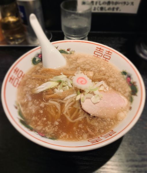 「【朝ラー】鶏ガラ背脂（￥500）」@江戸前煮干中華そば きみはん 五反田店の写真