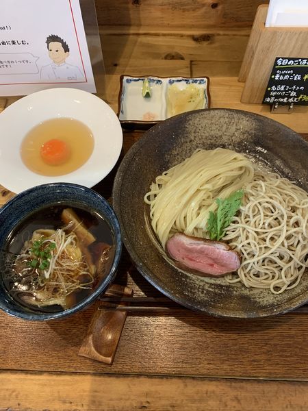 「FeeLつけ麺 出汁たまご スープ割出汁(焙煎小麦茶付き)」@Ramen FeeLの写真