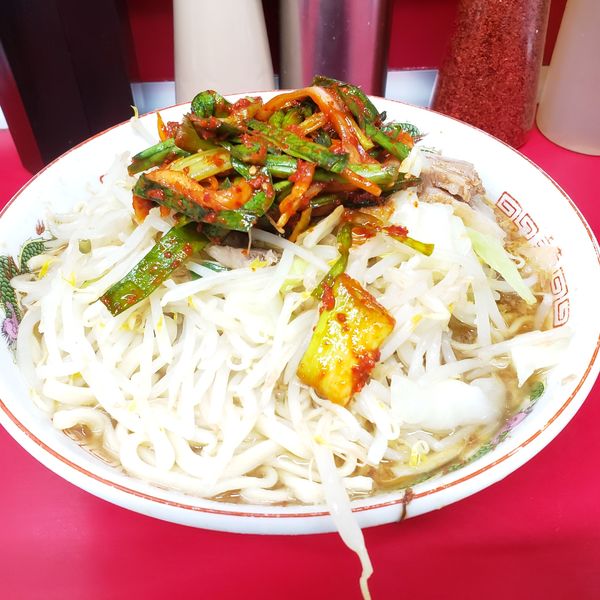 「小＋九条ネギキムチ」@ラーメン二郎 湘南藤沢店の写真