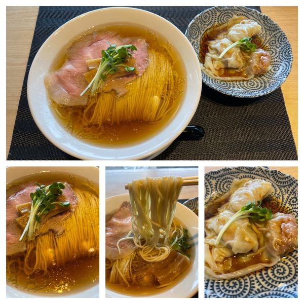 「鶏塩そば 600円、皿ワンタン3個クーポンで無料」@麵処 清水 三条店の写真