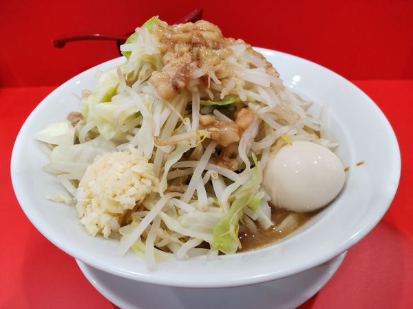 「ラーメン並300g 味玉 ヤサイ中、ニンニク小」@ラーメン ノックアウトの写真