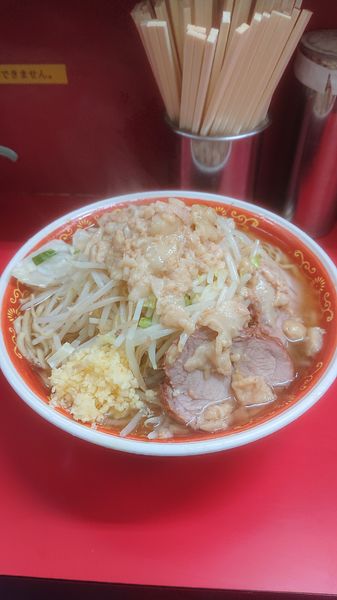 「大ラーメン  カタカタ  野菜  ニンニク  アブラ」@ラーメン二郎 上野毛店の写真