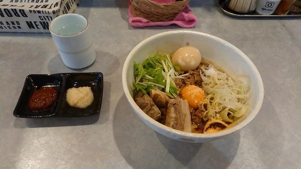 「海老まぜそば(中盛)全部のせ(1050円)」@濃厚白湯らーめん3の写真