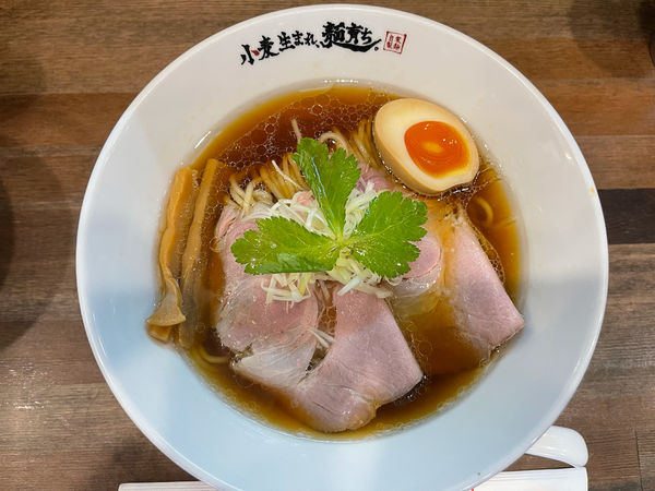 「中華そば+レアチャーシューご飯」@小麦生まれ、麺育ち。の写真