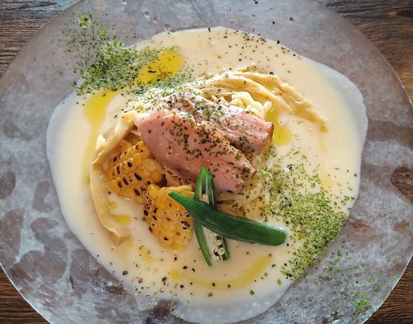 「【限定】ジャガイモの冷製スープ和えそば ￥1000」@麺屋 真心の写真