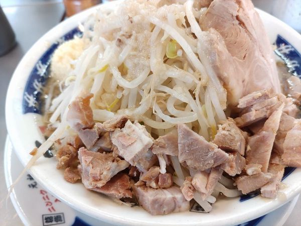 「煮干しラーメン（野菜多めにんにく脂）＋小間切れチャーシュー」@らーめん大 平井店の写真